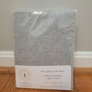 NWT Burts Bees Gray Box Pleat Crib Skirt